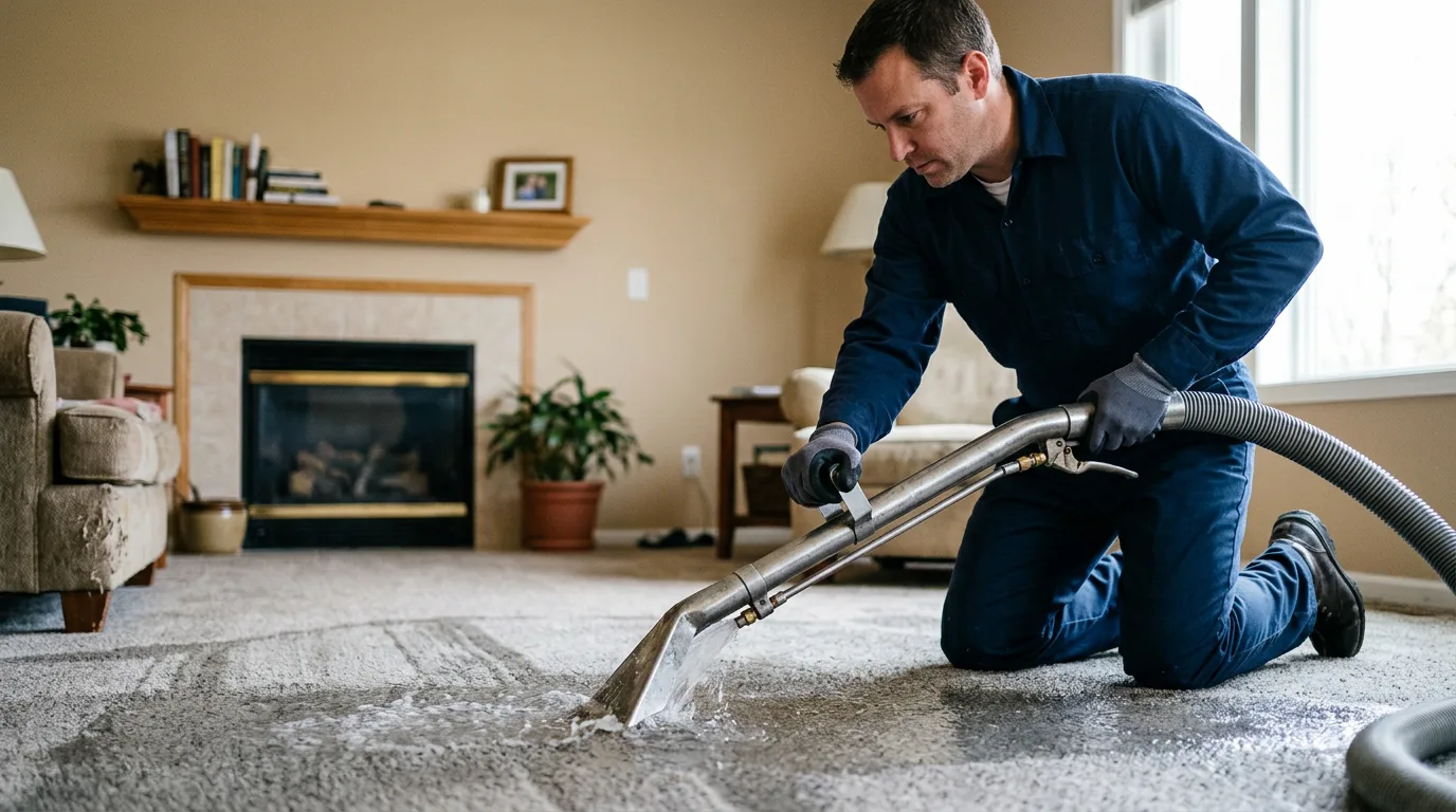 Water damage restoration technician working near Nelson, MO